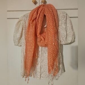 Orange Geometric Patterned Scarf